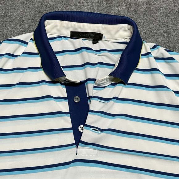 Greyson Other - Greyson Polo Shirt Mens L White Blue Stripe Jonathan's Landing Jupiter Florida